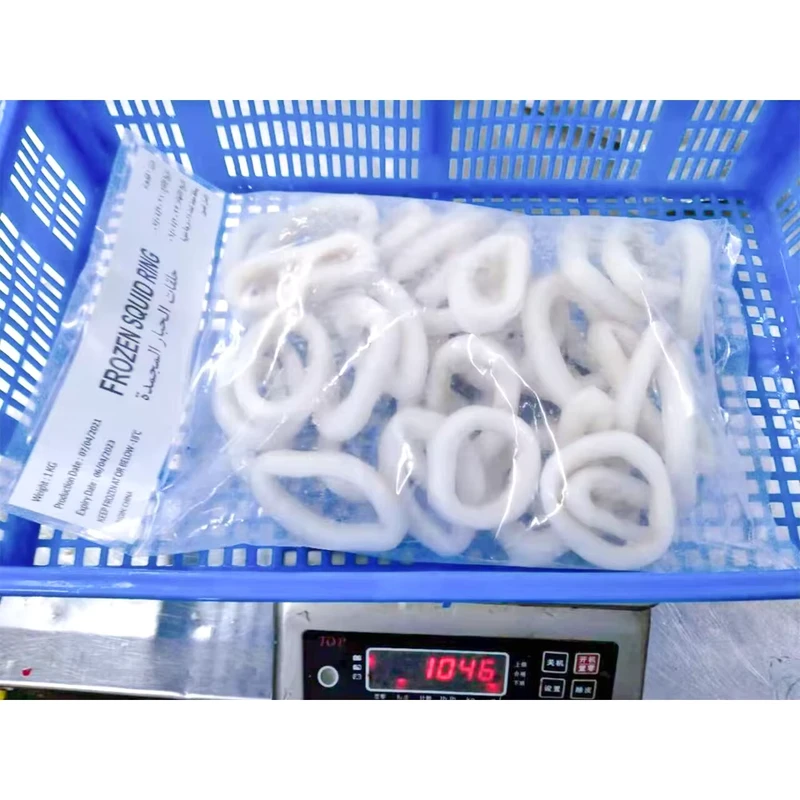3-5cm Frozen IQF Squid Rings Cleaned Skinless Nature Bulk for Calamari
