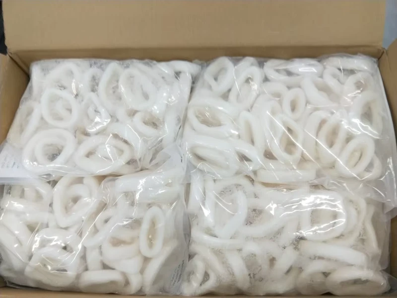 Glazing Frozen Squid Rings Skinless Equator Giant Ring Price Fishing Seafood Bag Without Skin Eu Chemical Iqf Black